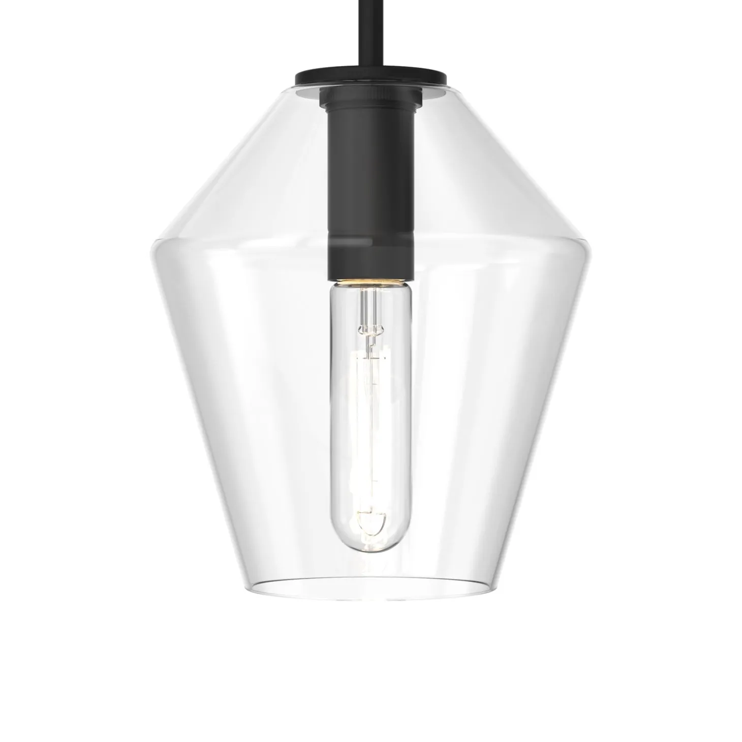 Eva 9" Clear Diamond Pendant, Matte Black