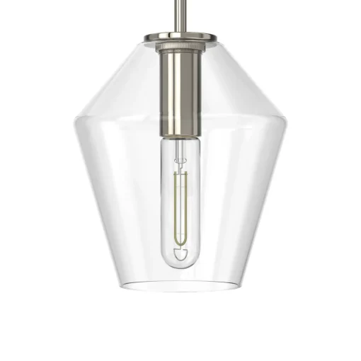 Eva 9" Clear Diamond Pendant, Polished Nickel