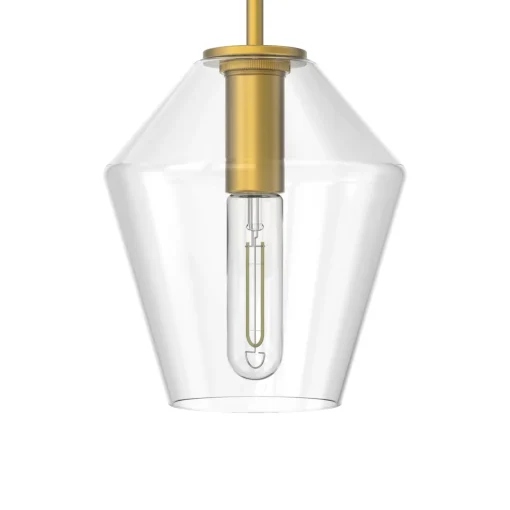 Eva 9" Clear Diamond Pendant, Satin Brass