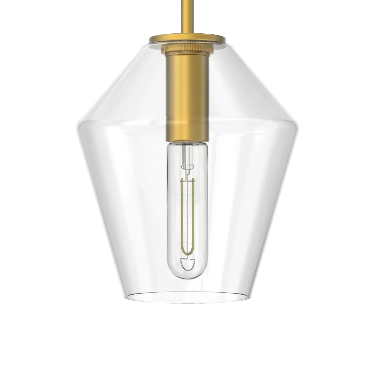 Eva 9" Clear Diamond Pendant, Satin Brass