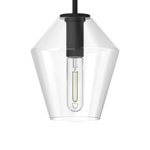 Eva 9" Clear Diamond Pendant, Matte Black