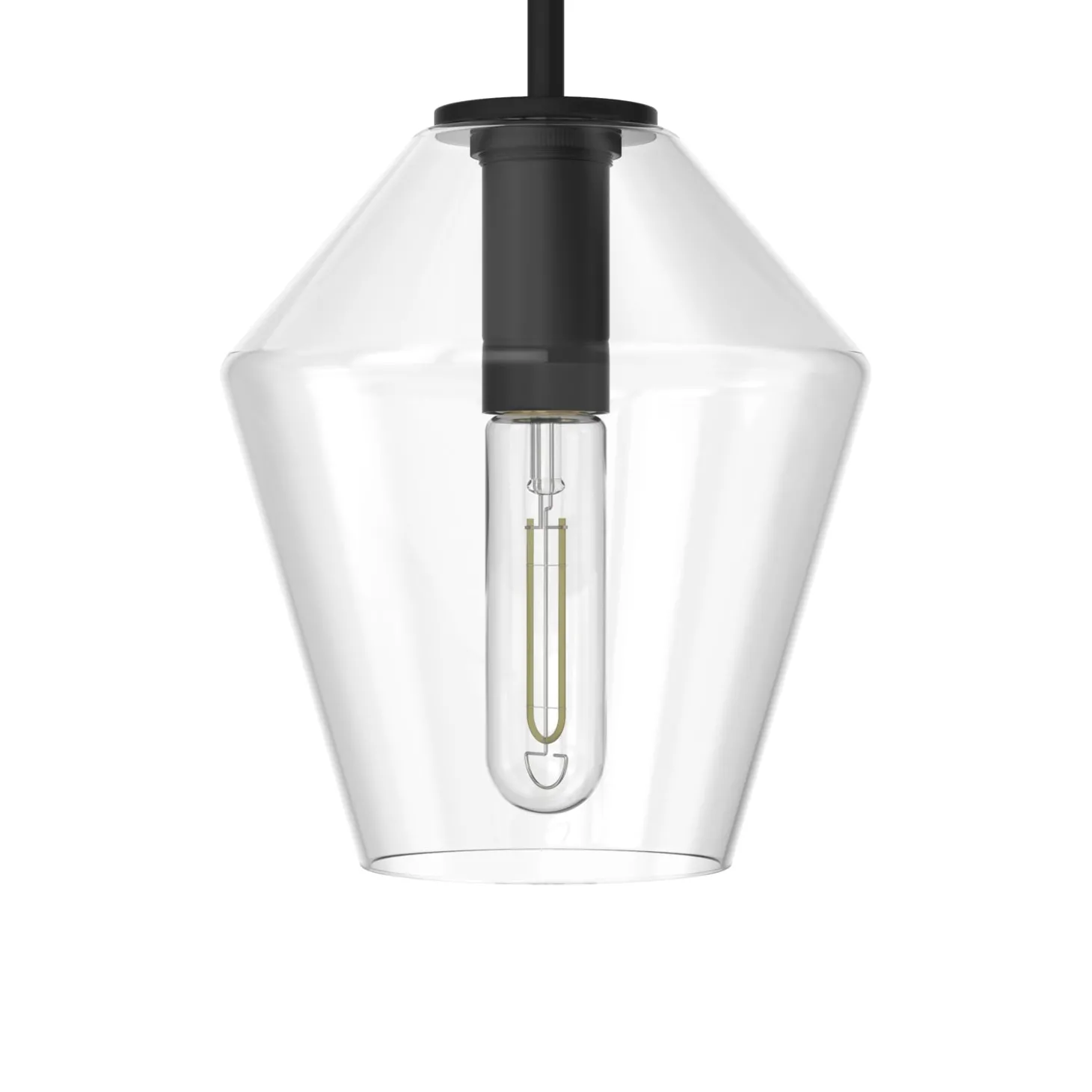 Eva 9" Clear Diamond Pendant, Matte Black
