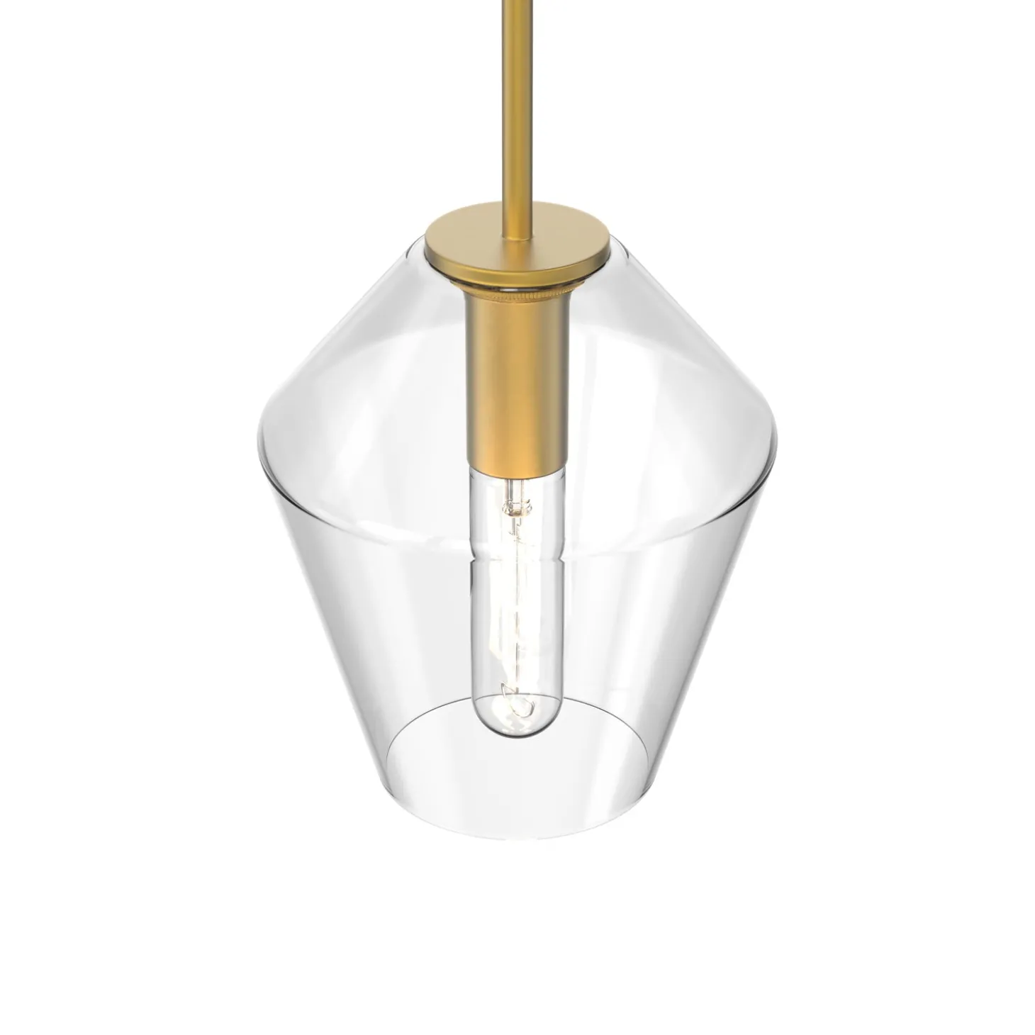 Eva 9" Clear Diamond Pendant, Satin Brass