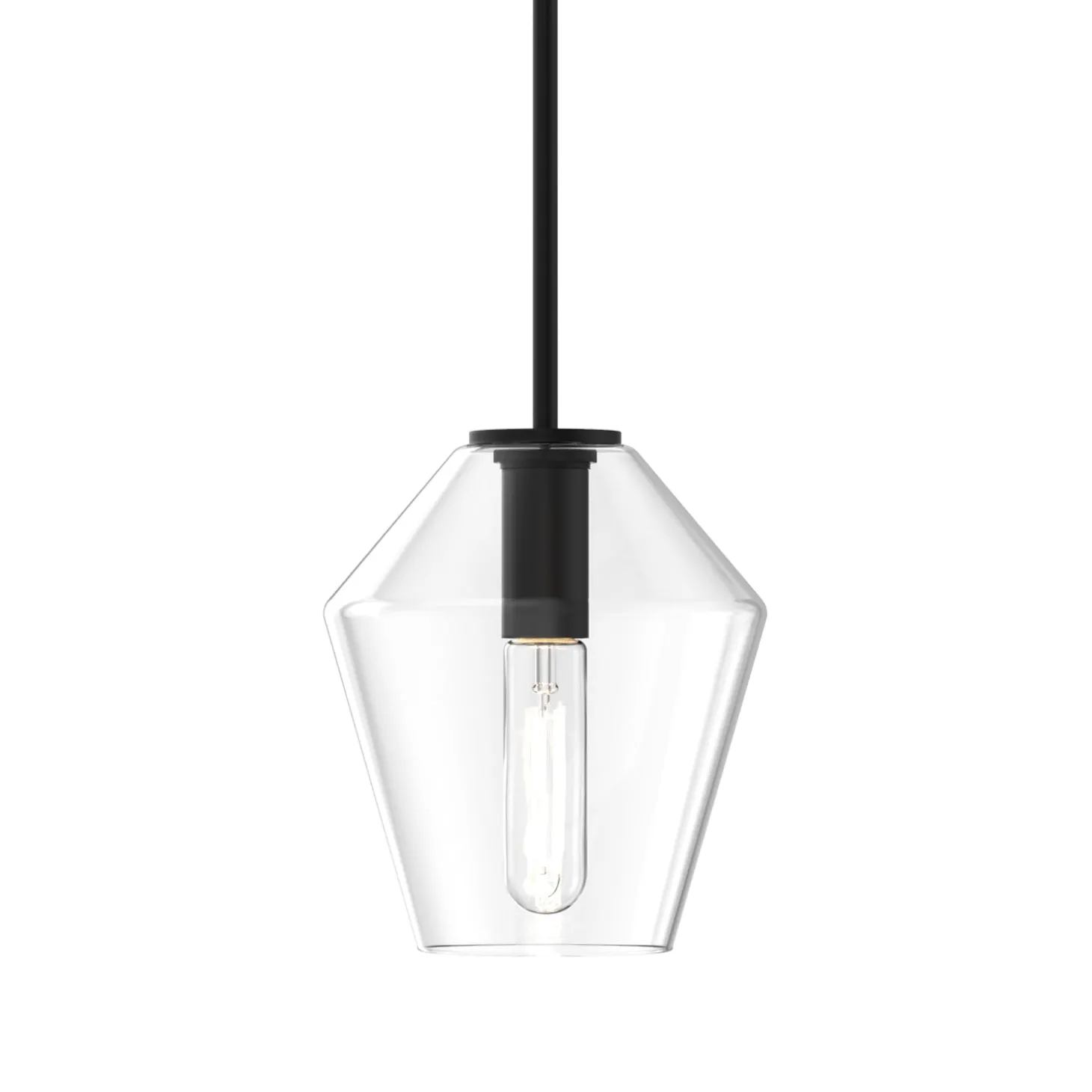 Eva 9" Clear Diamond Pendant, Matte Black