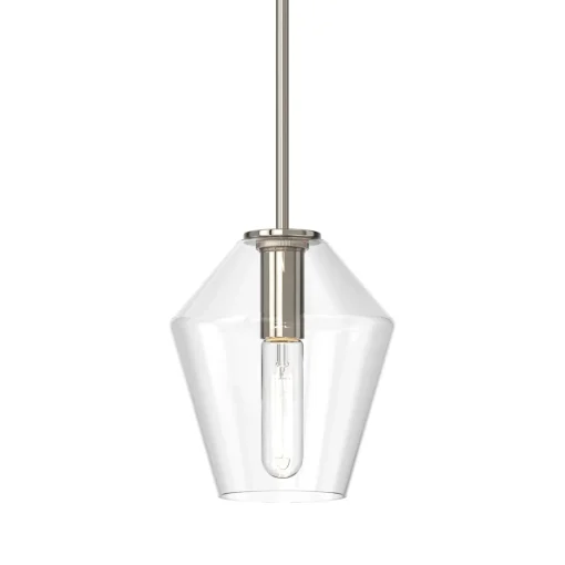 Eva 9" Clear Diamond Pendant, Polished Nickel