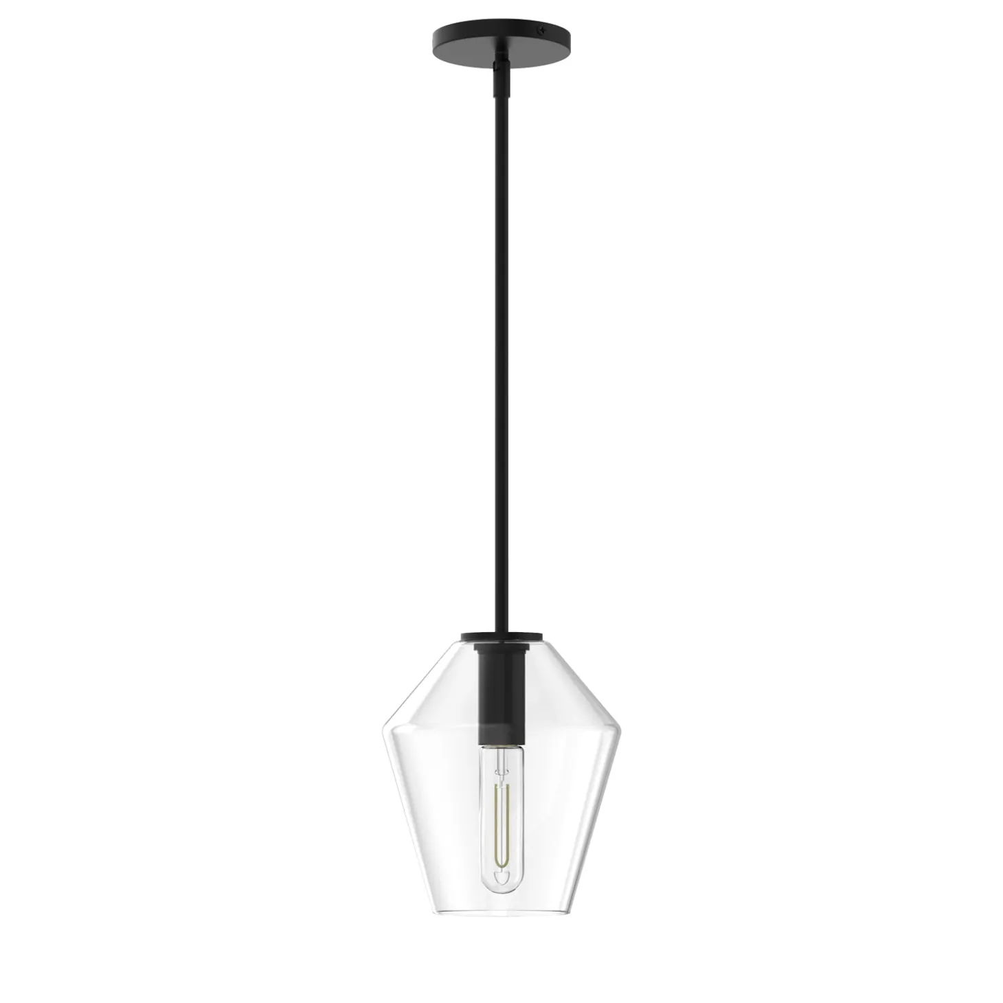Eva 9" Clear Diamond Pendant, Matte Black