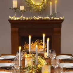 Frosted Mistletoe Taper Candle Rings, Set of 4