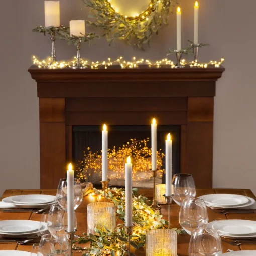 Frosted Mistletoe Taper Candle Rings, Set of 4