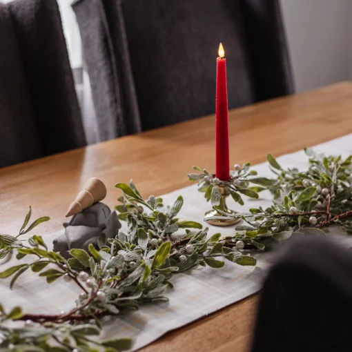 Frosted Mistletoe Taper Candle Rings, Set of 4