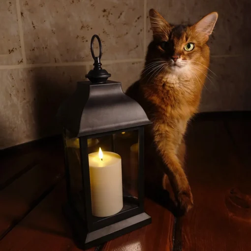 Hazel Lantern with Flameless Candle