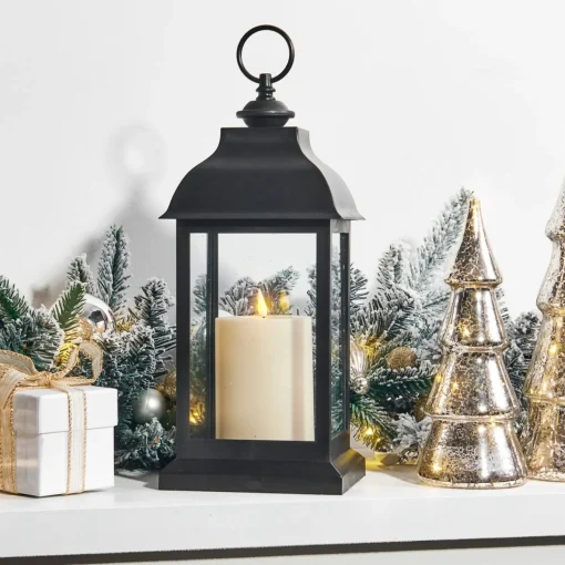 Hazel Lantern with Flameless Candle