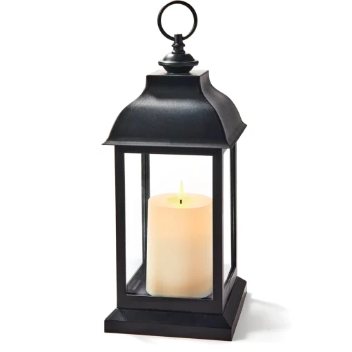 Hazel Lantern with Flameless Candle