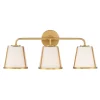 Hoyt 3 Light Vanity, Antique Gold with Opal Glass