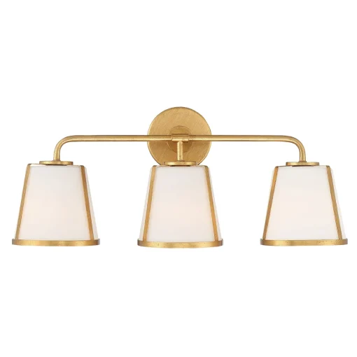 Hoyt 3 Light Vanity, Antique Gold with Opal Glass