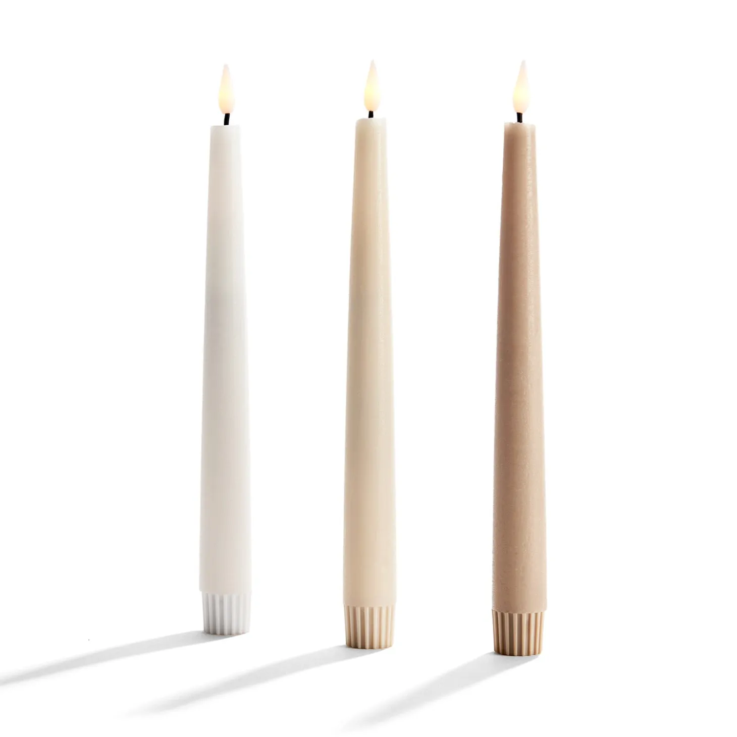 Infinity Wick Gradient Creams, Distressed 9" Taper Candles, Set of 3