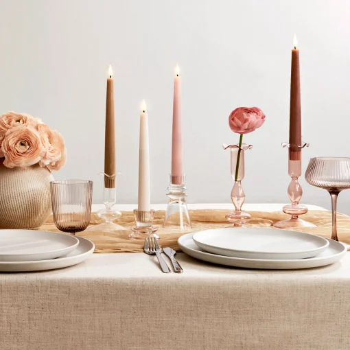 Infinity Wick Pastel Pink 9" Taper Candles, Set of 4