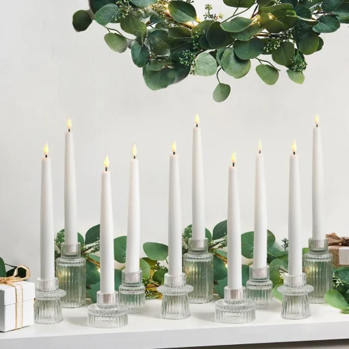 Infinity Wick White 9" Taper Candles, Set of 10