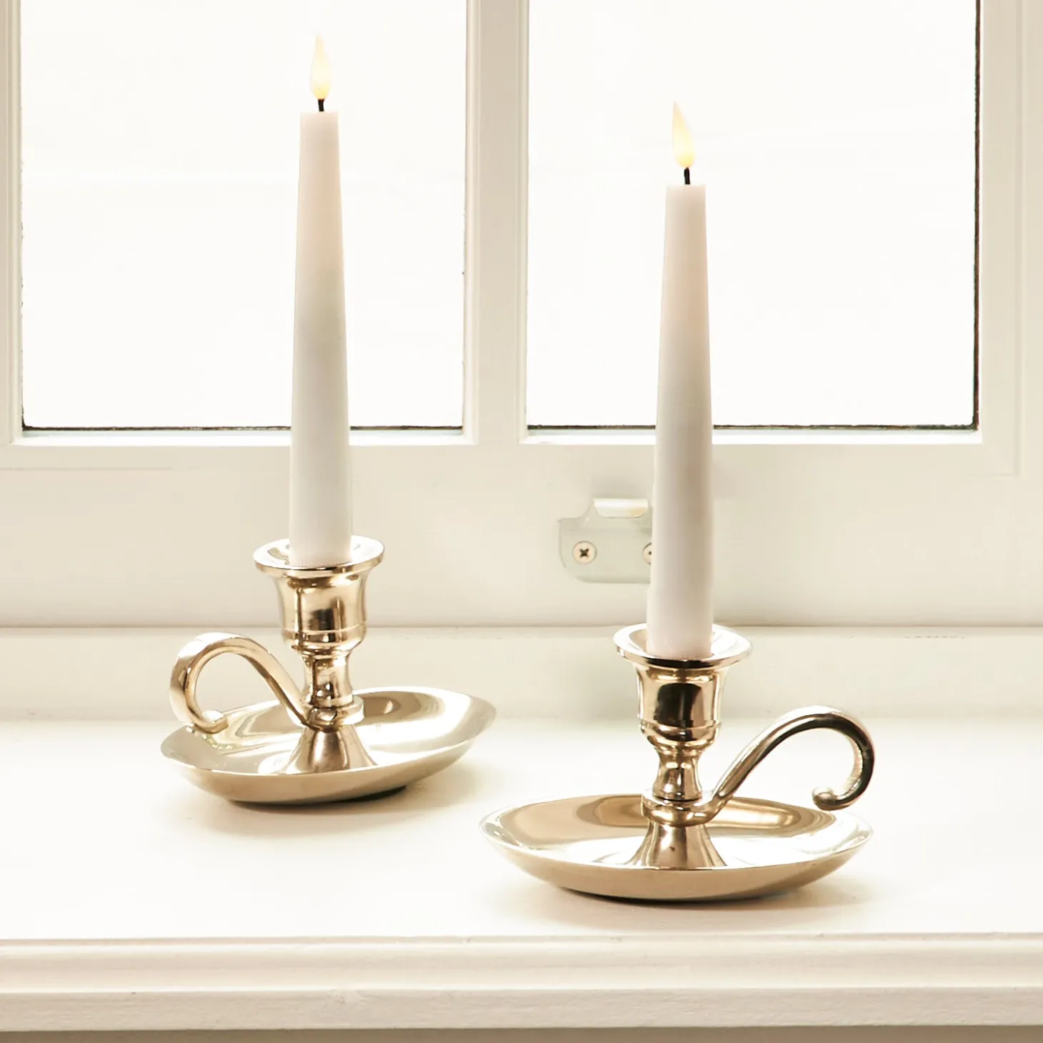 Infinity Wick White 7" Taper Candles, Set of 4