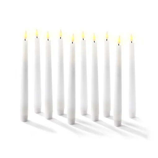 Infinity Wick White 9" Taper Candles, Set of 10