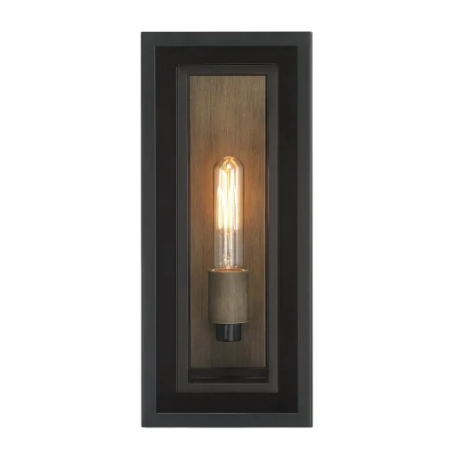 Jaxon Outdoor Wall Light, Matte Black with Brass Accents