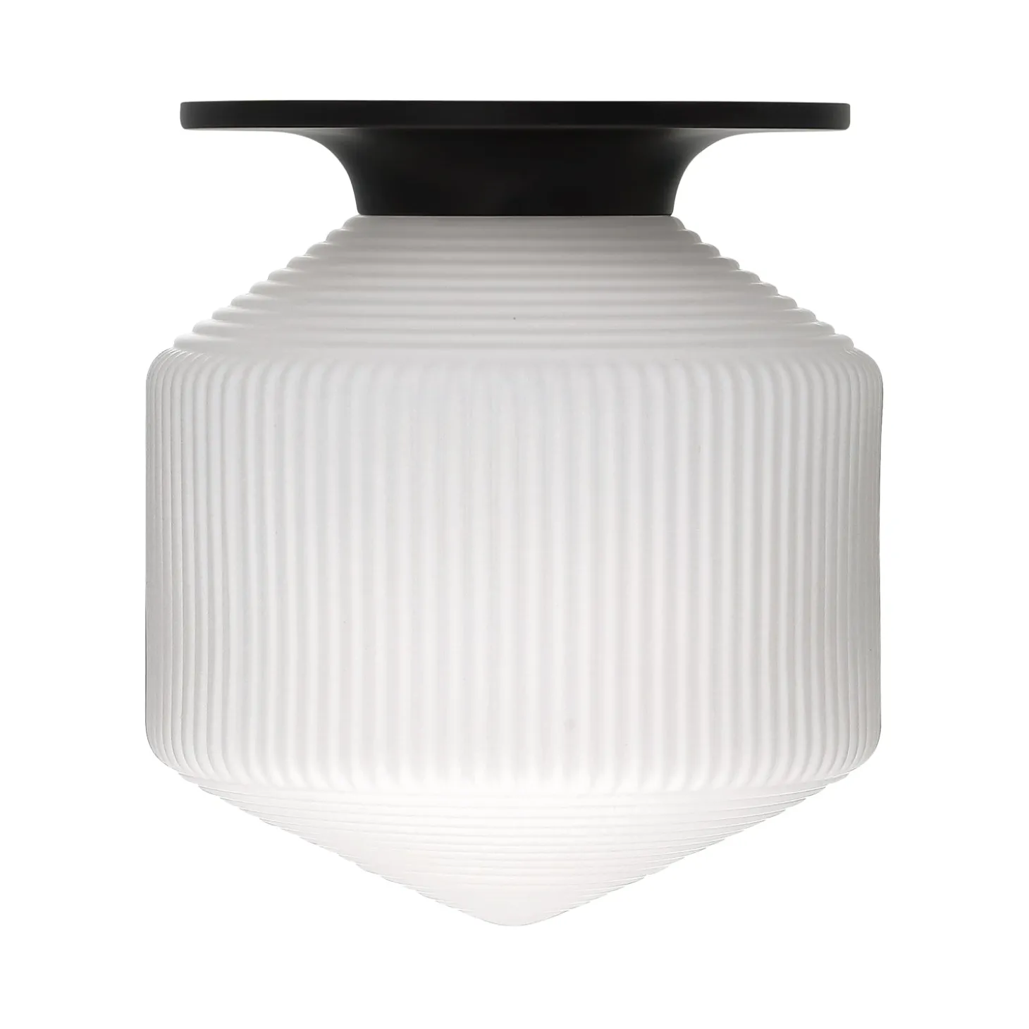 Jules Glass Flush Mount, Matte Black with Opal Glass