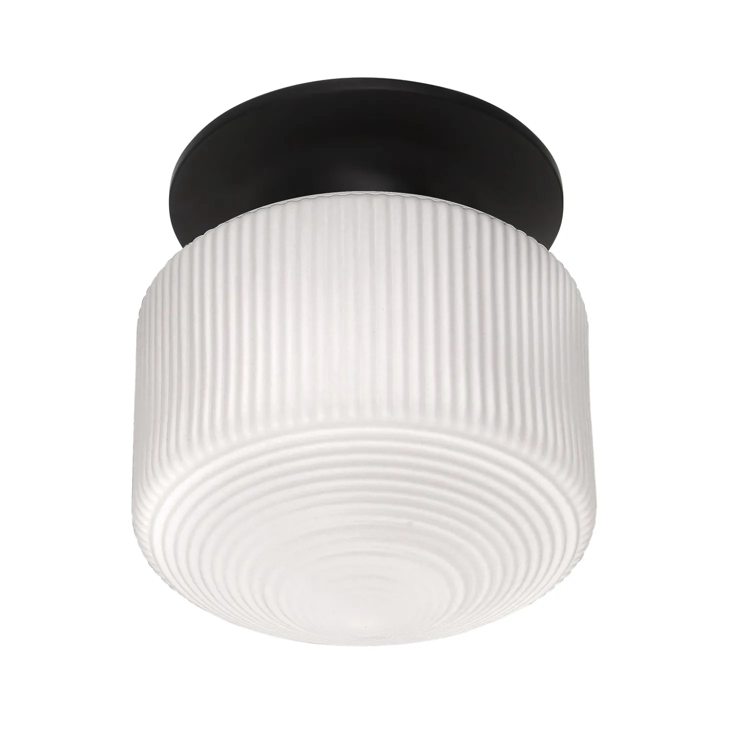 Jules Glass Flush Mount, Matte Black with Opal Glass