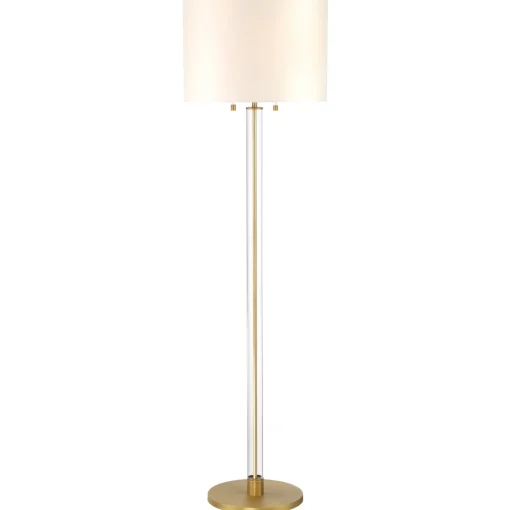 Laurel Glass Cylinder Floor Lamp, Satin Brass