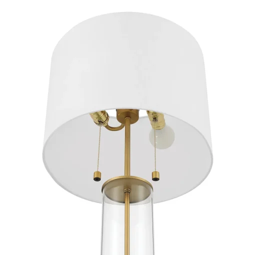 Laurel Glass Cylinder Table Lamp, Satin Brass