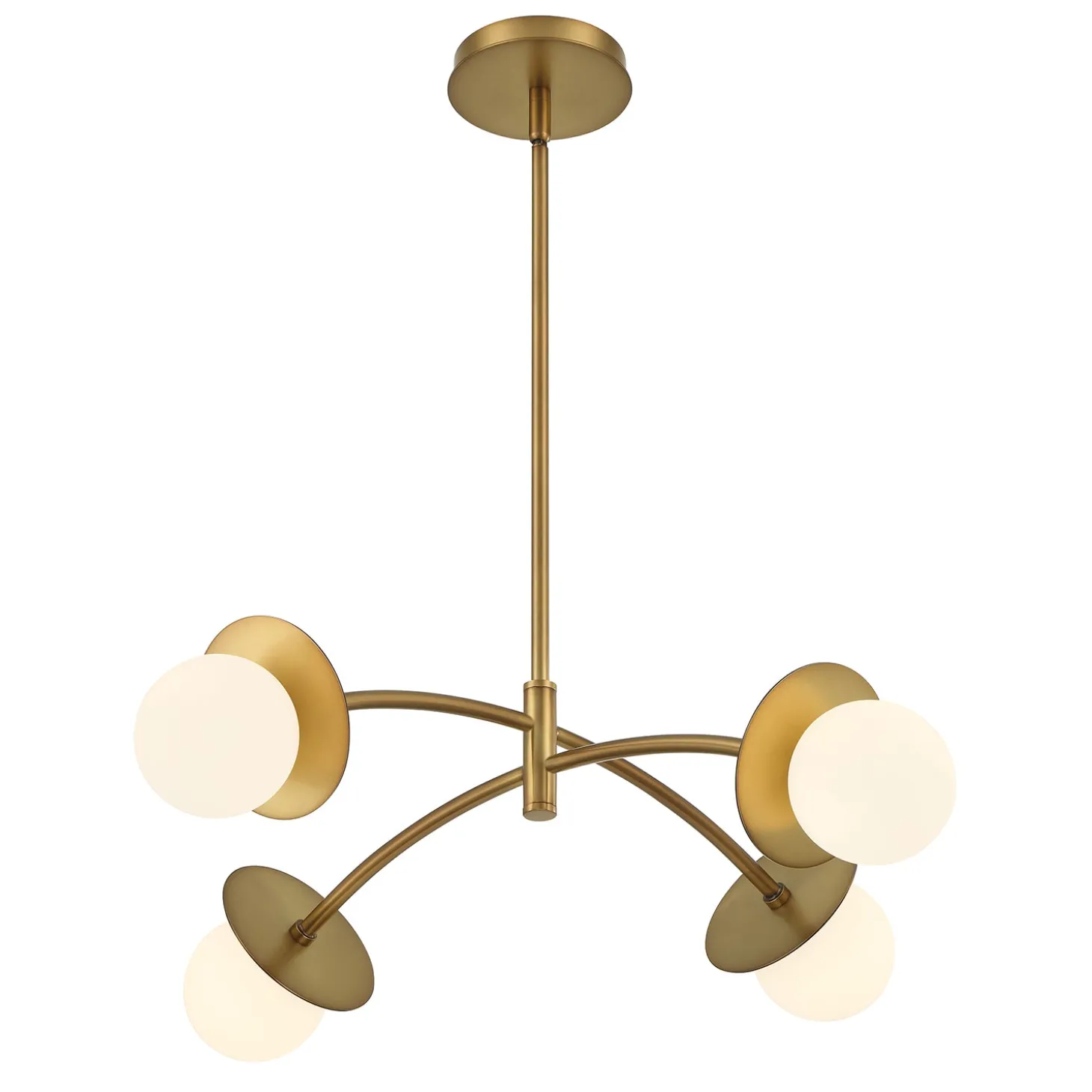 Levi 4-Globe LED Chandelier, Aged Brass