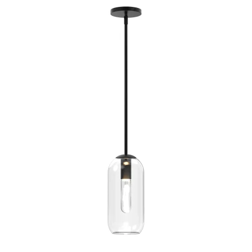 Liv 11" Clear Capsule Pendant, Matte Black