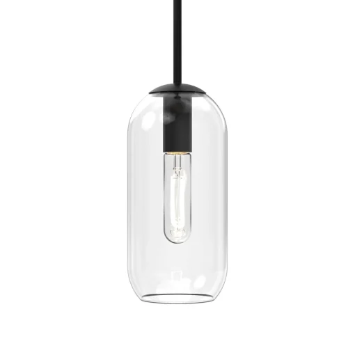 Liv 11" Clear Capsule Pendant, Matte Black
