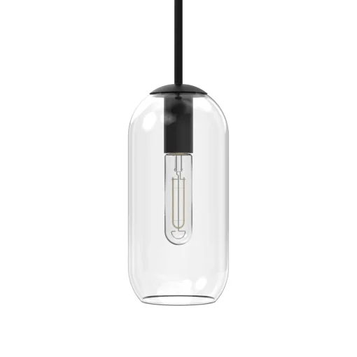 Liv 11" Clear Capsule Pendant, Matte Black