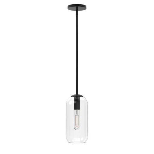 Liv 11" Clear Capsule Pendant, Matte Black