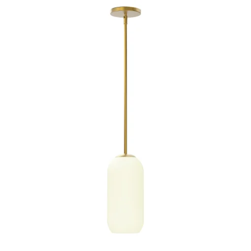 Liv 11" Opal Capsule Pendant, Satin Brass