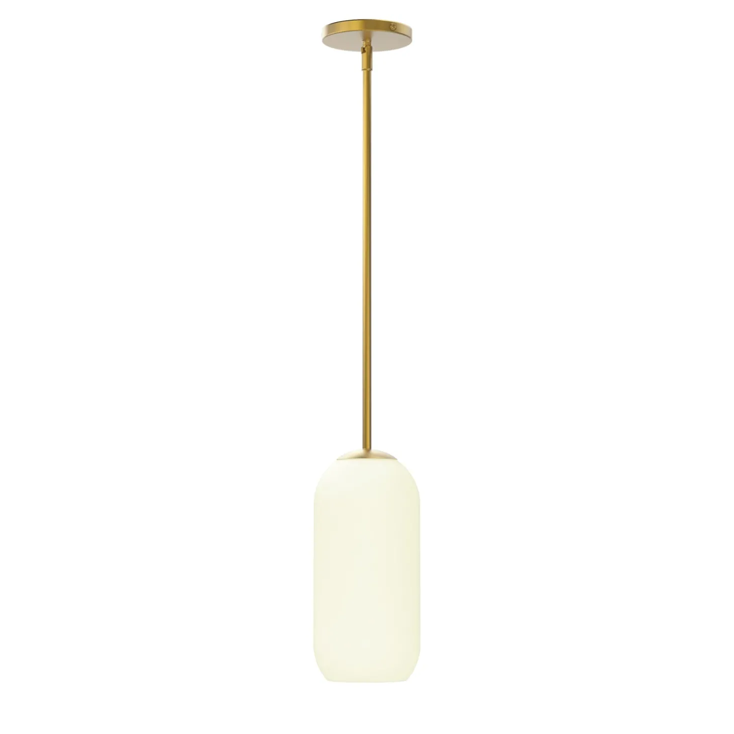 Liv 11" Opal Capsule Pendant, Satin Brass