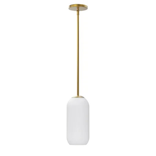 Liv 11" Opal Capsule Pendant, Satin Brass