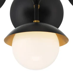 Mira 4 Globe LED Pendant, Matte Black and Satin Brass
