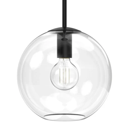 Open Box Aria 10" Clear Globe Pendant, Matte Black