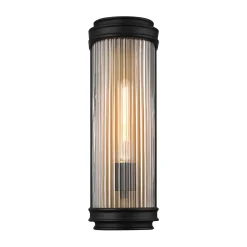 Open Box Bristol Outdoor Wall Light, Matte Black with Brass Accents