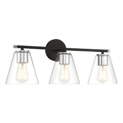 Open Box Carlisle 3 Light Vanity, Matte Black and Chrome