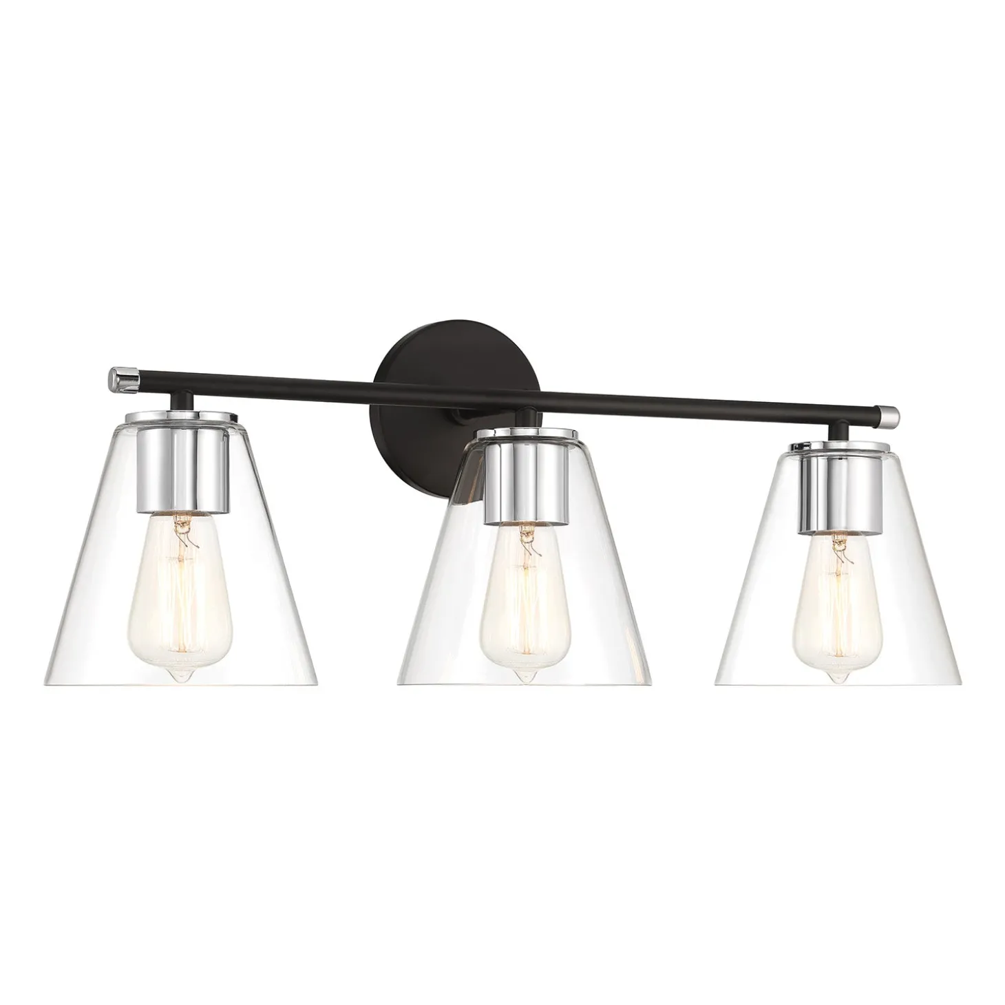 Open Box Carlisle 3 Light Vanity, Matte Black and Chrome