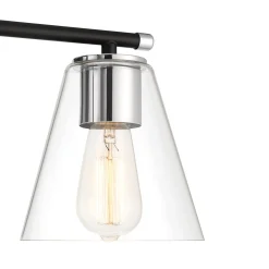 Open Box Carlisle 3 Light Vanity, Matte Black and Chrome
