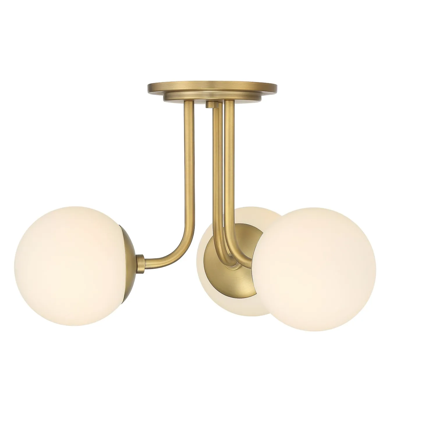 Open Box Castell 3 Globe LED Semi-Flush, Aged Brass