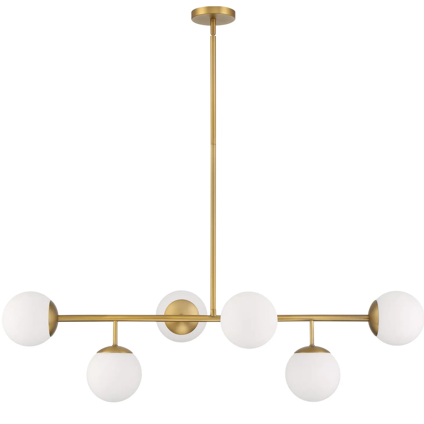 Open Box Castell 6 Globe Linear LED Pendant, Aged Brass