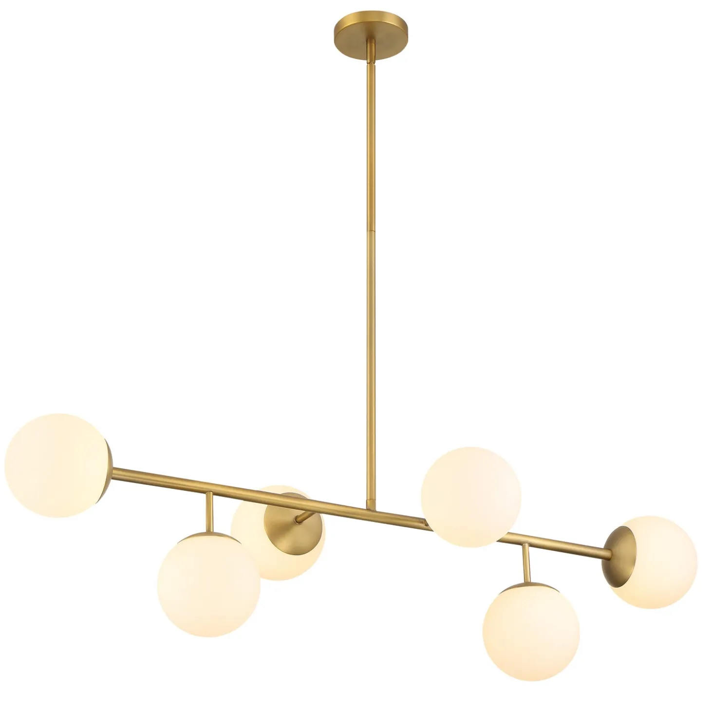 Open Box Castell 6 Globe Linear LED Pendant, Aged Brass