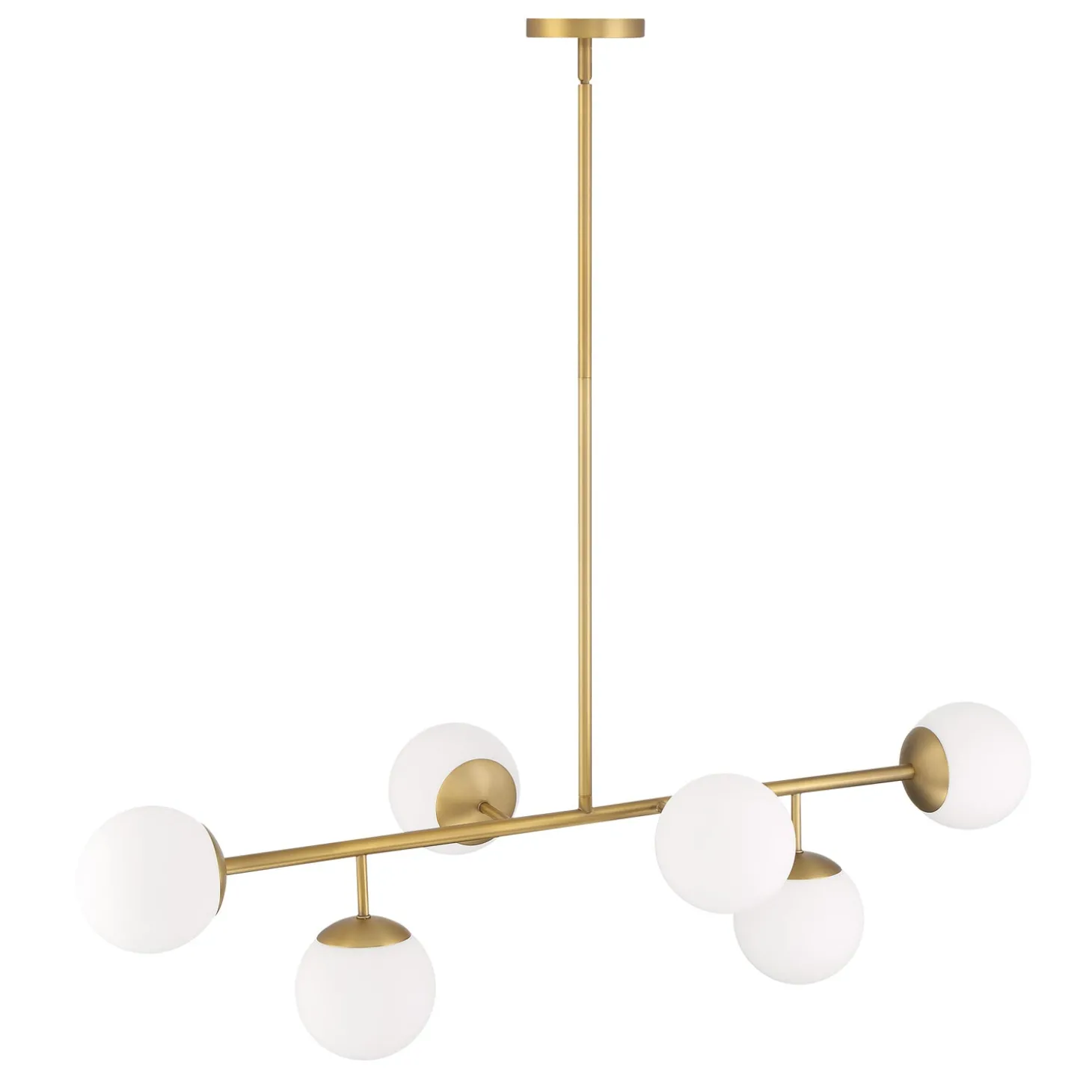 Open Box Castell 6 Globe Linear LED Pendant, Aged Brass