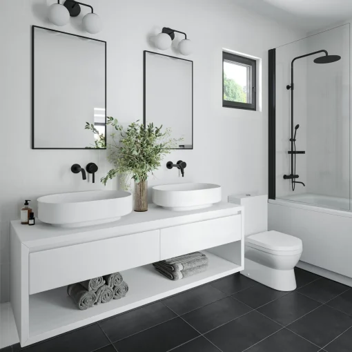 Open Box Castell 2 Globe LED Vanity Light, Matte Black