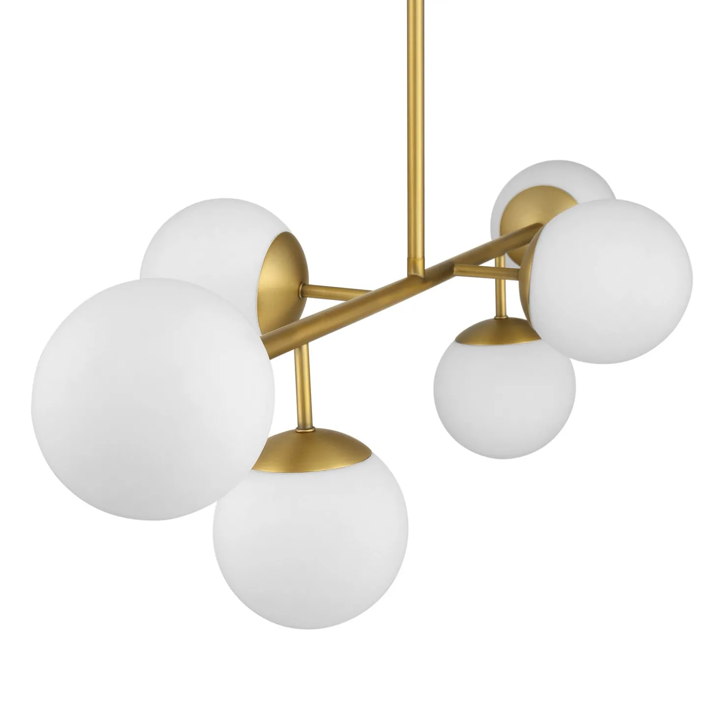 Open Box Castell 6 Globe Linear LED Pendant, Aged Brass