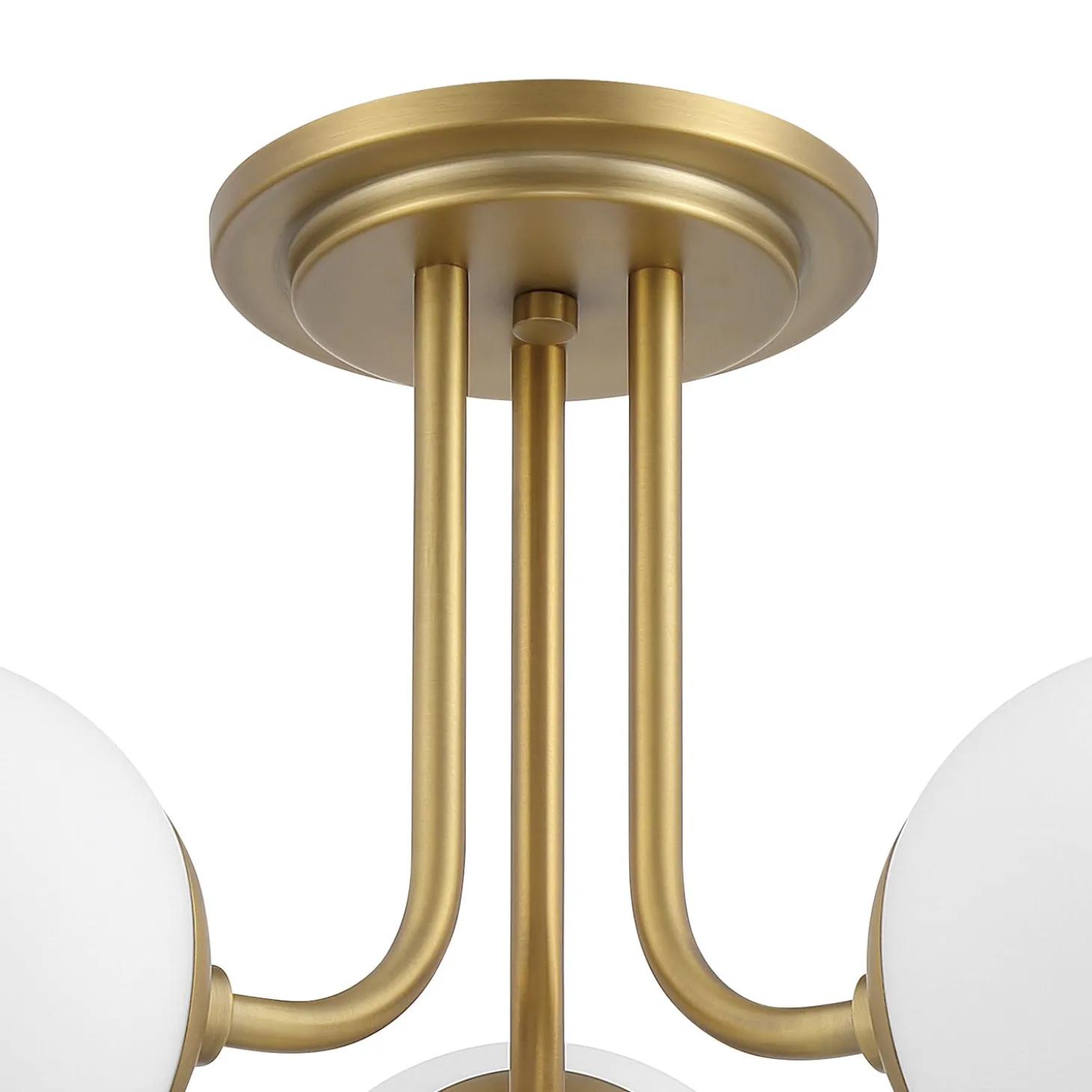 Open Box Castell 3 Globe LED Semi-Flush, Aged Brass