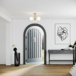 Open Box Castell 3 Globe LED Semi-Flush, Aged Brass